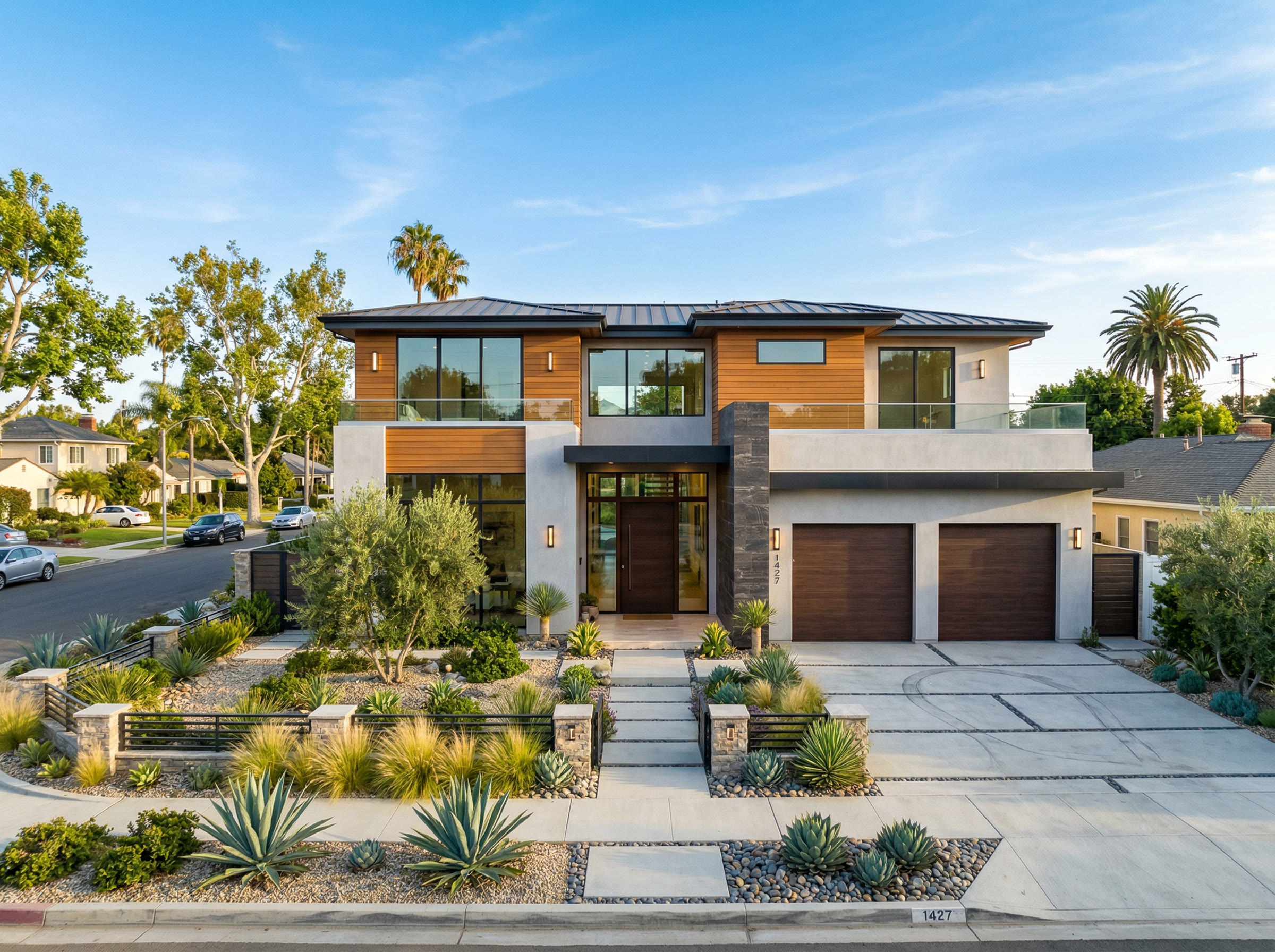 Modern luxury home exterior in Southern California